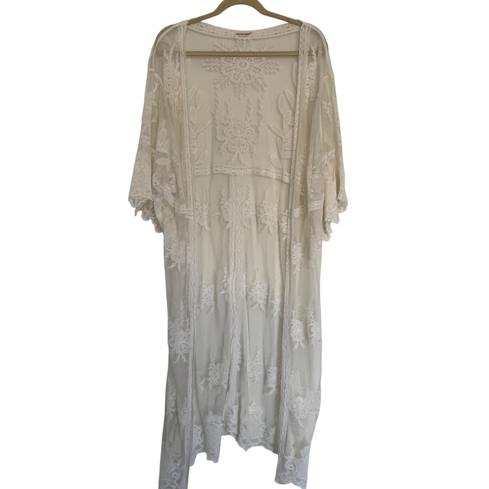NWOT Anna-Kaci‎ California White Lace Sheer Long Kimono Whimsifairy Cottagecore